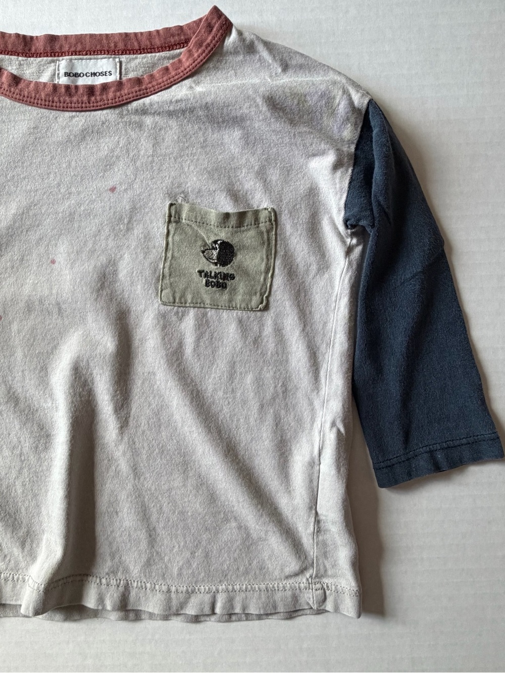 Bobo Choses Kids 4-5Y Talking Bobo Colorblock Pocket Long Sleeve Tee | PLAY